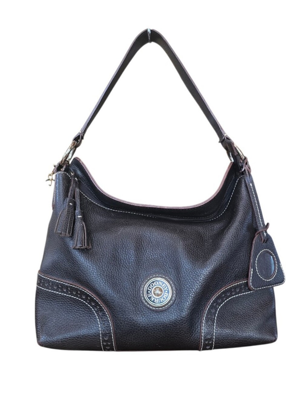 Dooney & Bourke Chocolate Brown Pebbled Leather Vintage Hobo Shoulder Bag